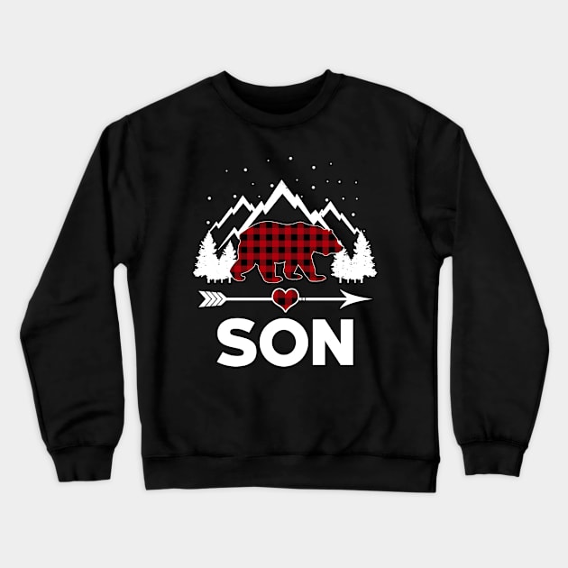 Son Bear Buffalo Plaid Matching Family Christmas Pajama Crewneck Sweatshirt by Tun Clothing